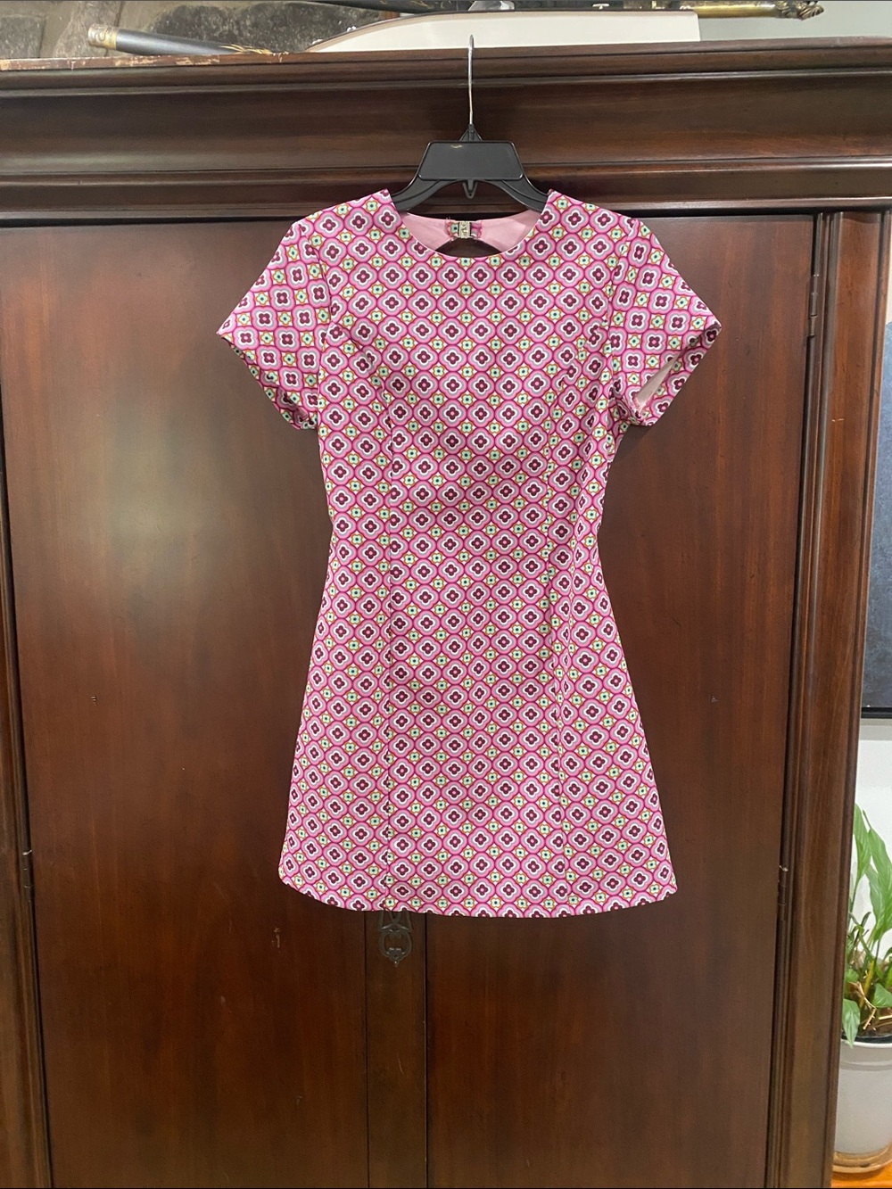 Pink Geometric Short Sleeve Women’s Dress